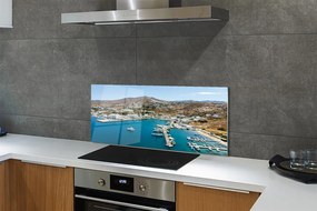 Panel Szklany Malownicze Miasto na Greckim Wybrzeżu