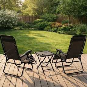 Zestaw 2 leżaków ogrodowych ze stolikiem Malibu TDC2503, kolor czarny