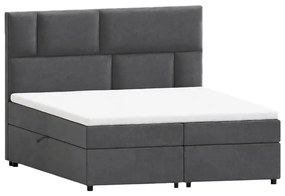 Szare łóżko boxspring ze schowkiem 200x200 cm Lola – Ropez