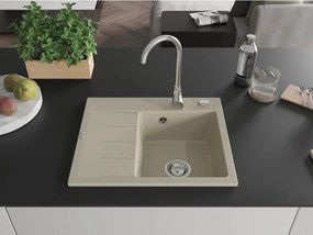 Mexen Ben zlewozmywak granitowy 1-komorowy z ociekaczem, prawy 600 x 500 mm, beżowy, syfon chrom - 6523605000-69