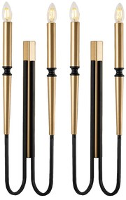 Zestaw 2 kinkietów w stylu świeczników metalowych - Złoto-czarne - wys. 58 cm - OVYLA