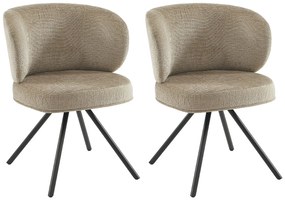 Zestaw 2 obrotowych krzeseł z teksturowanej tkaniny i czarnego metalu - Taupe - LYARO