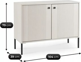 Komoda do Salonu SOFT 104 cm Kaszmir Ryflowana Dwudrzwiowa Japandi