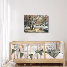 Obraz na szkle namalowanego zimowego krajobrazu (70x50 cm)