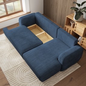 Masseno Narożnik MODENZA z funkcją spania i pojemnikiem na pościel Narozniki L, Rozkładana sofa - Niebieski, POSO 05