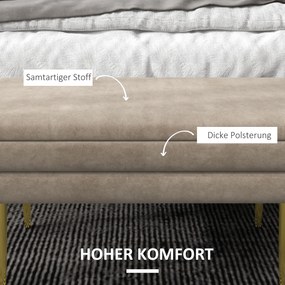 Ławka tapicerowana HOMCOM z przestrzenią do przechowywania, stelaż stalowy, 79,5 cm x 37,5 cm x 43 cm, Beżowa