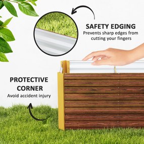 Outsunny Zestaw 2 wysokich grządek, donica, extra głęboka, metalowa, 120 x 60 x 60 cm Brąz