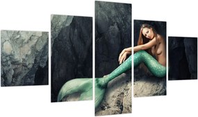 Obraz - Syrenka na skale (125x70 cm)