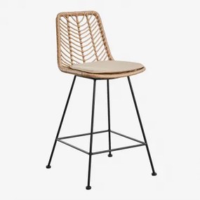 Zestaw 4 Wysokich Krzeseł Ogrodowych Z Naturalnego Syntetycznego Rattanu Gouda Miel & ↑65 Cm & Czarny & Dried Herb - Sklum