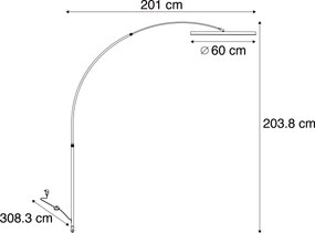 Designerska lampa łukowa podłogowa czarna z LED z 3-stopniowym ściemnianiem - Anello