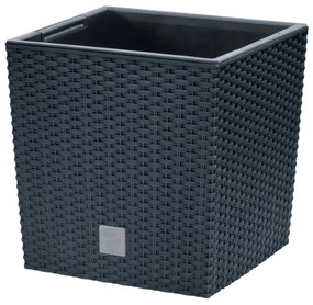 Donica ogrodowa z wkładem Rato Low 22,3  x 22,3 x 22,8 cm antracyt PROSPERPLAST