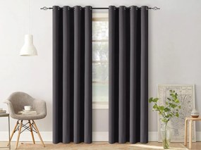 Czarna zasłona OXFORD 140x250 cm Zawieszanie: Metalowe pierścienie