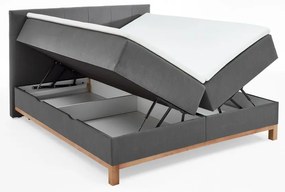 Ciemnoszare łóżko boxspring ze schowkiem 160x200 cm Catania − Meise Möbel