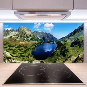 Panel Szklany do Kuchni Panorama Wysokich Gór nad Wodą