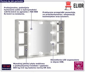 Toaletka z lustrem i półkami na biurko beton Verna 6X