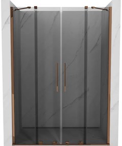 Mexen Velar Duo drzwi prysznicowe rozsuwane 150 cm, grafit, różowe złoto - 871-150-000-42-60