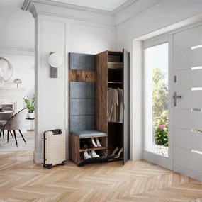 Masseno Garderoba LORI 95/181/51 cm Nowoczesna Szafa do Przedpokoju Dąb lefkas, MONOLITH 85 (Szary)