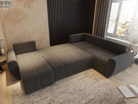 Masseno Narożnik MADISON z funkcją spania i pojemnikiem na pościel Narozniki U, Rozkładana sofa - Szary, SAWANA 05