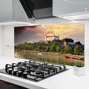 Szkło Ozdobne do Kuchni Panorama Miasta Nad Jeziorem