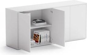 Komoda biurowa BLOCK, 1600 × 400 × 710 mm, 4 drzwi, biały