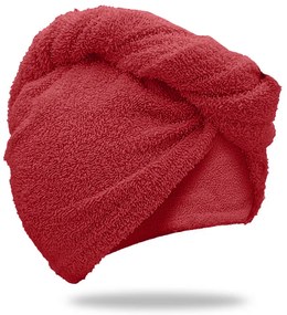 Szybkoschnący turban do włosów frotte czerwony, 100% bawełna