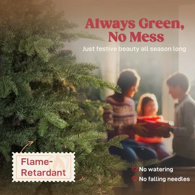 HOMCOM Sztuczna choinka z realistycznymi gałęziami, jodła ze składanym stojakiem, ognioodporna, tworzywo sztuczne, metal, zielony | Aosom PL