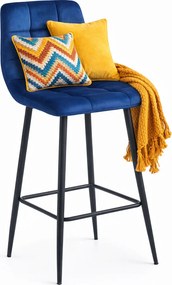 Welurowy granatowy tapicerowany hoker z oparciem F4-G62