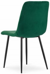 Zestaw jadalniany 1 + 4, czarny stół RAMOD 100x60 cm marmurowy dekor + zielone krzesło TURIN z czarnymi nogami