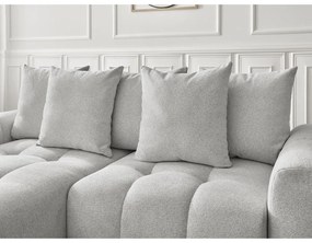 Jasnoszary rozkładany/ze schowkiem narożnik z tkaniny szenilowej (lewostronny/z szezlongiem) Roxelane – Bobochic Paris