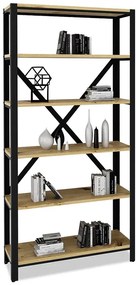Loftowy regał na książki czarny + dąb artisan K6-K35
