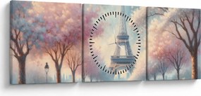 Obraz – Wiosna w Paryżu (z zegarem) (90x30 cm)