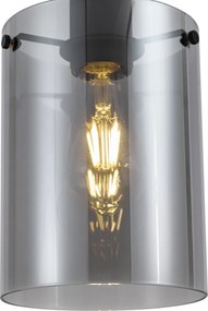 Designerska lampa wisząca czarna z przydymionym szkłem - Domo