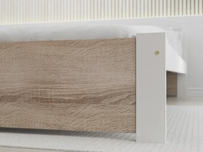 Łóżko IKAROS 160 x 200 cm, białe/dąb sonoma Stelaż: Ze stelażem listwowym elastycznym, Materac: Bez materaca