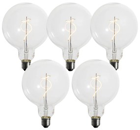 Zestaw 5 Żarówka LED E27 z przyciemnianiem, spiralny filament G125 4W 270lm 2200K