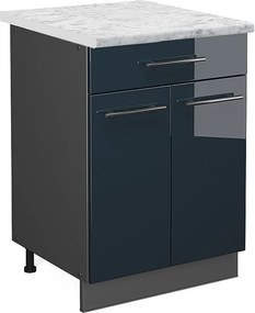 Szafka dolna do kuchni ciemnoniebieski wysoki połysk 60x60x82 fame-line