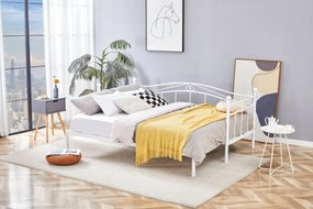 Łóżko 90x200 180x200 rozkładane, białe metalowe ARIZA 207/104-194/86