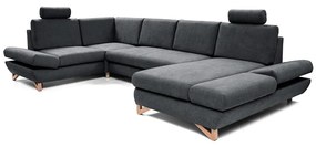 Rozkładana narożna sofa tapicerowana AVESTA w kształcie U z pojemnikiem, antracyt