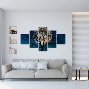 Obraz drzewa z pełnią księżyca (125x70 cm)