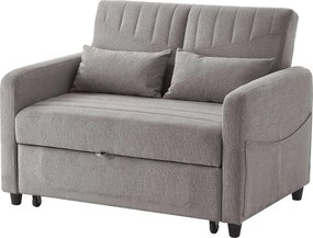 Sofa rozkładany podwójny 114 x 77 x 82,5 cm - oparcie regulowane na trzech poziomach - tkanina bawełniana i lniana - szary