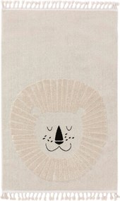 Kremowy dywan dziecięcy z motywem lwa Momo