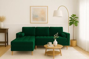 Narożnik lewy rozkładany Monza 246x172 cm z funkcją spania - butelkowa zieleń Monolith 37