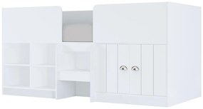 Łóżko podwyższone 90 x 190 cm ze schowkami - Biały - BOUTANIO