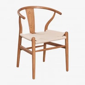 Zestaw 2 Krzeseł Jadalnianych Z Drewna Wiązu Uish Edition Popielaty Brąz - Sklum