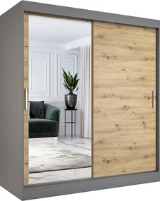 Szafa przesuwna antracyt + dąb artisan 180 cm B1-N24