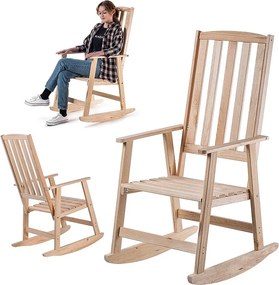 KADAX Fotel drewniany bujany Crenay naturalny