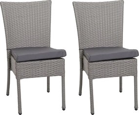Krzesło polirattanowe MCW-G19 (zestaw 2 sztuk), szary, ciemnoszare poduszki