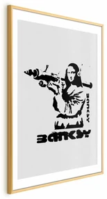Plakat Mona Lisa z bazuką 21x30 cm z ramą złotą z marginesem ARTGEIST B