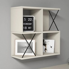 Nowoczesna półka ścienna – 60 x 60 x 24 cm – kremowo-czarna – płyta wiórowa pokryta melaminą