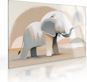 Obraz na szkle - Słoń w pastelowych kolorach (70x50 cm)