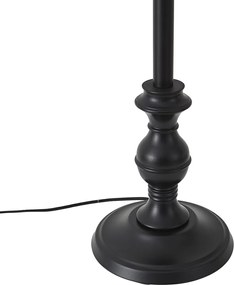 Lampa podłogowa czarna z kwiatowym abażurem i białym wnętrzem 45 cm - Classico